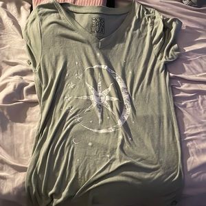 modern lux blouse green olive star and moon